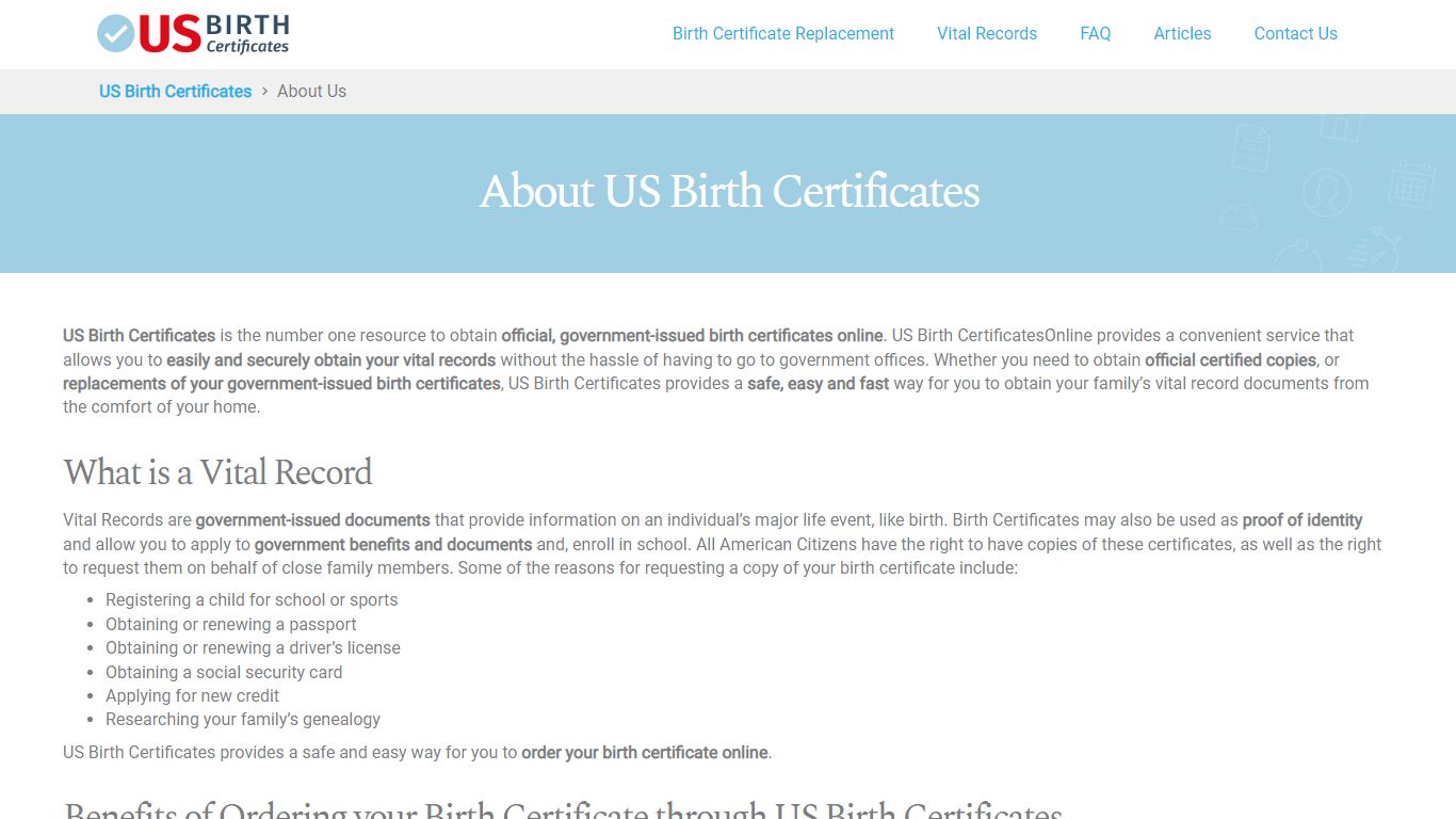 About Us - US Birth Certificates and Vital Records
